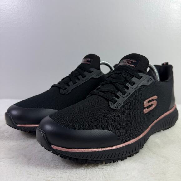 Skechers Work Squad SR Slip-Resistant Sneaker Black/Rose Gold Women’s Size 11 - Picture 2 of 10